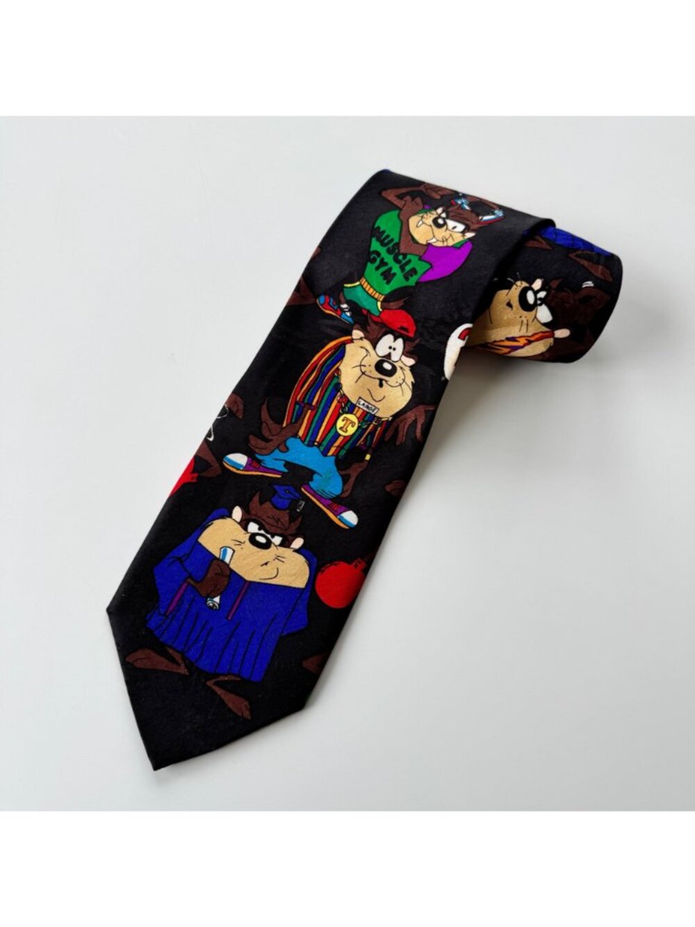 Vintage 90s Looney Tunes Mania Warner Brothers Mens Tie Tasmanian Devil "Taz"